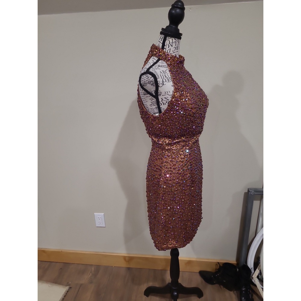 Sherri Hill 11284 Fully Stoned Cocktail dress Bronze Women SZ 6 glam event dress - Picture 5 of 12